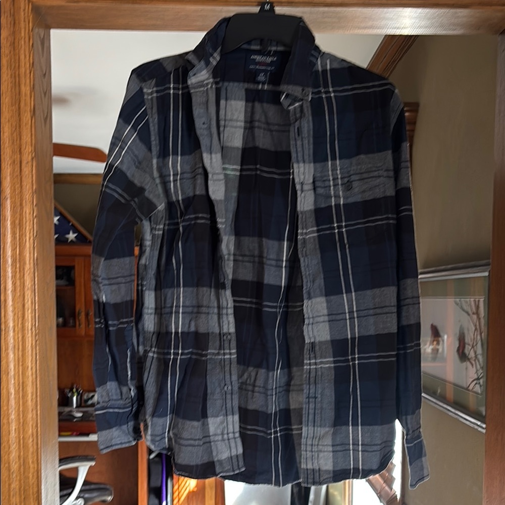 Men's Blue Plaid Shirt